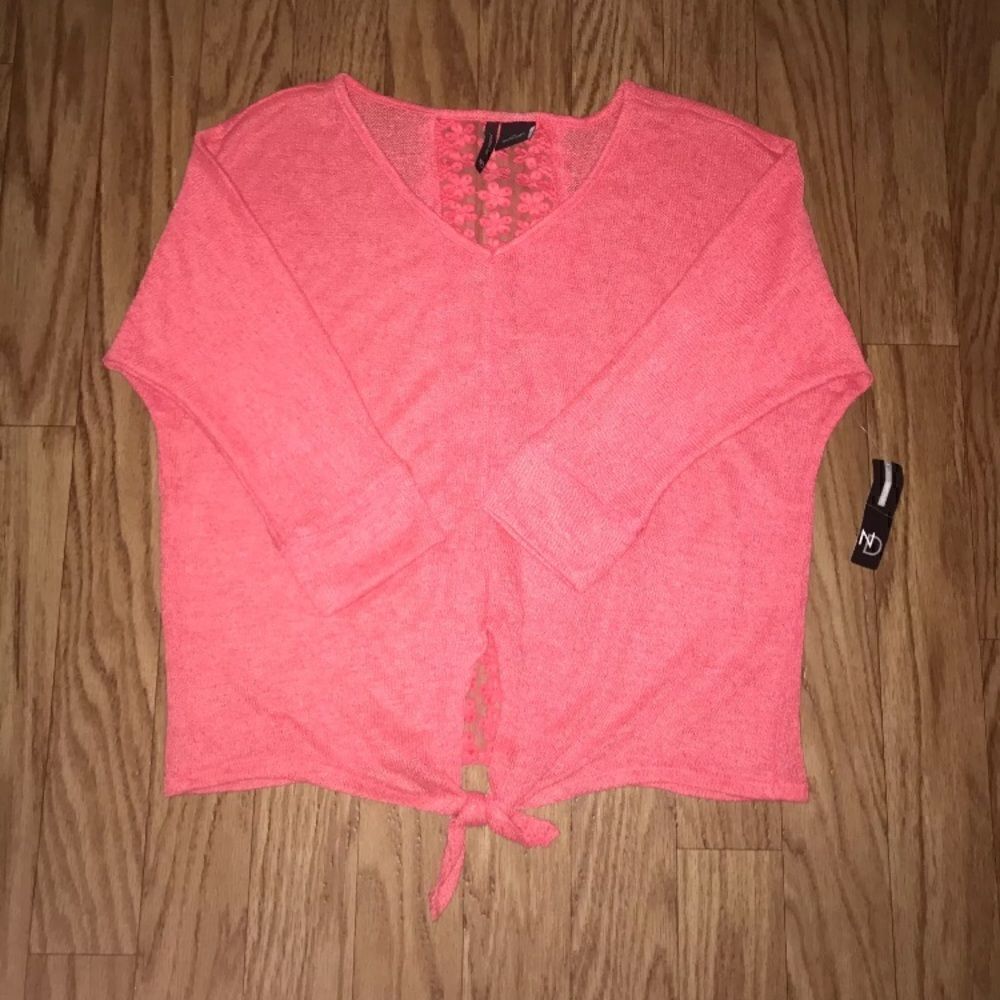 New Directions Lace Back Coral Top